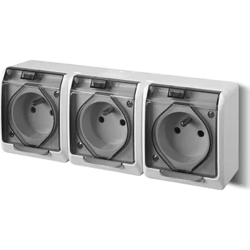 Elektrická zásuvka Instalační trojzásuvka Galatea 5323-01 IP44 bílá-transparentní