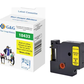 Tiskárna štítků G a G páska do štítkovače vinyl Barva pásky: žlutá Barva písma: černá 19 mm 5.5 m