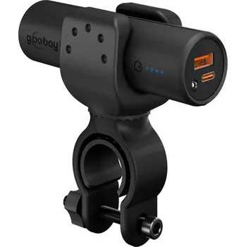 Powerbanka Goobay Goobay 60656 Powerbank für Fahrrad 5000 mAh Bike Fahrradhalterung USB Buchse PD powerbanka Li-Ion, 5000 mAh, černá, Indikátor stavu, Kapesní LED svítilna