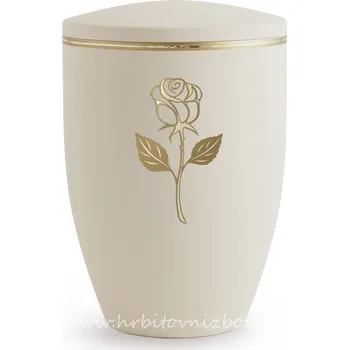 Smuteční dekorace Ocelová urna Melina krémová s růží