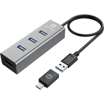 USB hub GrauGear G-HUB4-AC USB Hub 4 porty USB-A USB&nbsp;3.0 5 GBit/s s konektorem USB C G-HUB4-AC