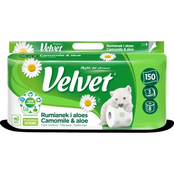 Toaletní papíry Toaletní papír VELVET heřmánek & aloe 3vrstvý, 8 rolek