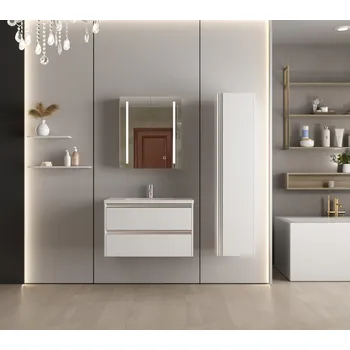 Zrcadlo Erga Hana, zrcadlová galerka s LED osvětlením 60x70cm s integrovanou zásuvkou, bílá, ERG-V05-HANA-6070-WH