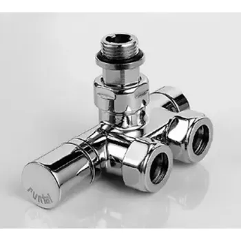 Připojovací 1-bodová armatura Zehnder Radval XS, rohová pravá, 40 mm, chrom