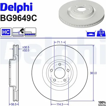 Brzdový kotouč Brzdový kotouč DELPHI BG9649C