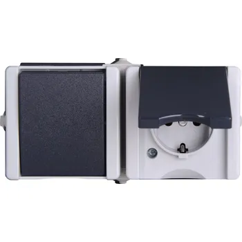 Elektrická zásuvka Kopp 139456006 1 ks spínání ve vlhkých místnostech kompletní sada kombinace vypínač/zásuvka proAQA šedá 1 ks