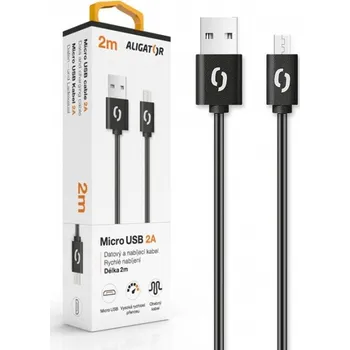 Stolní telefon Datový kabel ALIGATOR 2A micro USB 2m, černý