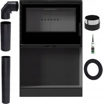 Krbová kamna KAMNA STOJÍCÍ OCELOVÁ KAMNÁŘE KARI BLACK SET