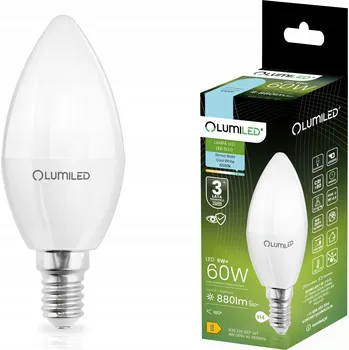 Žárovka LED žárovka E14 SVÍČKA 8W = 60W 6500K Studená bílá svíčka CCD LUMILED