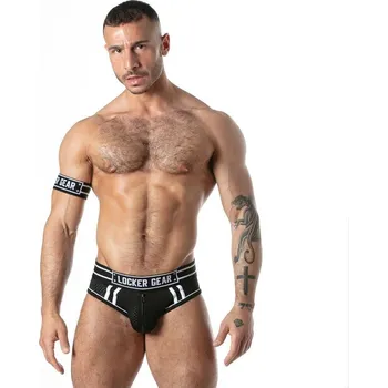 Pánské erotické prádlo Jocksy Locker Gear LK0130 Sweat It Jock Brief černé S, pánské síťované jockstrapy se zipem