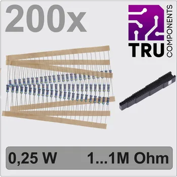 Rezistor TRU COMPONENTS TC-12888448 T22P035 sada metalizovaných rezistorů axiální 0.25 W 1 procent 200 ks