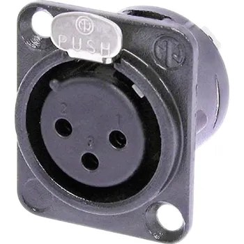 Elektrická zásuvka Neutrik NC3FD-L-BAG-1 XLR konektor přírubová zásuvka, rovná Pólů: 3 černá 1 ks