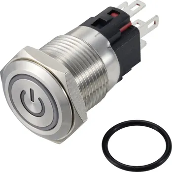 TRU COMPONENTS TC-12647388 tlačítko 250 V/AC 3 A 1x vyp/(zap) IP65 modrá bez aretace nerezová ocel 1 ks