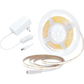 LED páska Solight LED COB pásek, sada s adaptérem, vypínač, 5m, 8W/m, 800lm/m, teplá bílá - WM59-WW