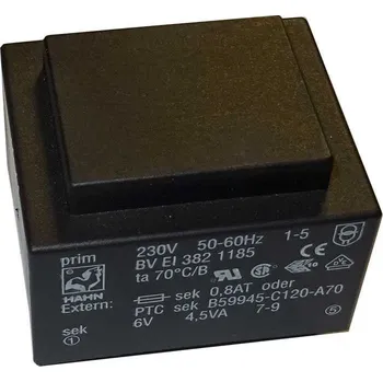 Transformátor Trafo DPS HAHN BV EI 382 1185 6V/4,5VA