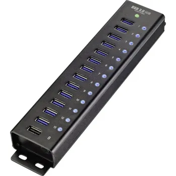 USB hub Renkforce RF-3897144 USB Hub 13 portů USB-A USB&nbsp;3.0 5 GBit/s s hliníkovým krytem, pro montáž na zeď, s portem pro rychlé nabíjení RF-3897144