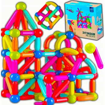 ostatní stavebnice MAGNETICKÉ STAVEBNICE Sada 120 ks Konstrukční Kreativní Magnetické Tyčinky