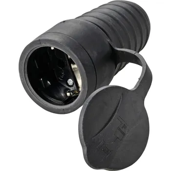 Elektrická vidlice Sygonix SY-5806882 zásuvka guma 250 V/AC černá IP44