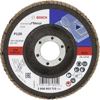 Brusný kotouč Bosch Accessories 2608603715 X431 vějířovitý brusný kotouč Průměr 115 mm Ø otvoru 22.33 mm ocel 1 ks