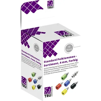 Krokosvorka TRU COMPONENTS sada laboratorních zástček zásuvka, vestavná vertikální modrá, žlutá, zelená, černá, červená, stříbrná 12 díly