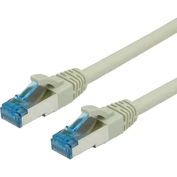 Datový kabel Value 21.99.0864 RJ45 síťové kabely, propojovací kabely CAT 6A S/FTP 0.30 m šedá dvoužilový stíněný, bez halogenů, samozhášecí 1 ks