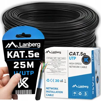 Síťový kabel SÍŤOVÝ KABEL KROUCENÁ DVOULINKA LAN RJ45 UTP KAT.5E CAT.5E 25M SÍŤ LANBERG