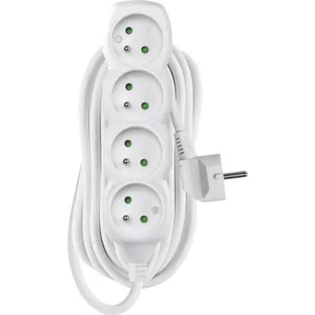 Prodlužovací přívod 4z. 7m, 3 x 1mm2, bílý