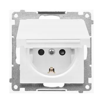 Elektrická zásuvka SIMON 55 Zásuvka hermetická s víčkem a uzemněním Schuko IP44 bílá matná