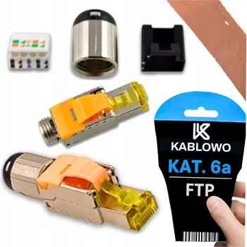 Konektor BEZNÁSTROJOVÁ ZÁSTRČKA KAT. 6A FTP STÍNĚNÁ RJ45 8P8C PRO DRÁT, KABELOVÁ SPOJKA