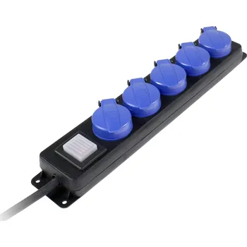 AS Schwabe 38609 zásuvková lišta s vypínačem 5násobné černá, modrá DE schuko zástrčka/zásuvky 1 ks