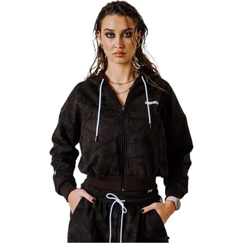 Dámská mikina Dámská mikina Nebbia Power Her Relaxed Zip Hoodie 895 Dark Brown Camo M