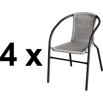 Zahradní sestava Balkonová židle BASILEJ II černá/šedá (set 4 ks)