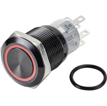 TRU COMPONENTS LAS1-AGQ-22E/R/12V/A, TC-9428172 tlačítko, 19 mm, 250 V/AC, 3 A, 1 ks