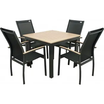 Zahradní sestava Doppler EXPERT WOOD antracit - zahradní hliníková sedací souprava 4+1