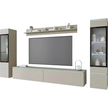 Obývací stěna Obývací Stěna Vera II, béžová, kašmírová, 240 cm, 130 cm, 33 cm