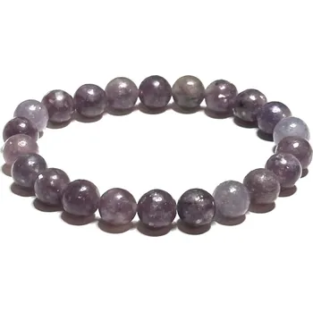 Náramek Lepidolit světle fialový náramek elastický přírodní kámen, kulička 8 mm / 16 - 17 cm, amulet sportovců