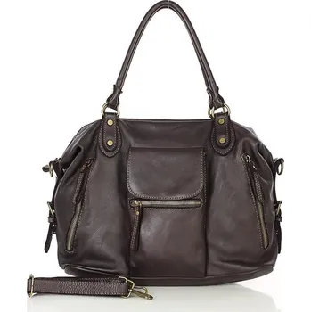 Kabelka GENUINE LEATHER Kožená business taška na víkend MARCO MAZZINI; hnědá káva