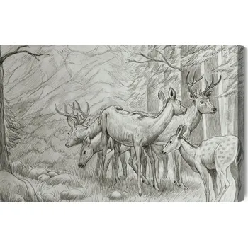 Obraz Obraz Na Plátně Skica Jelenů 90x60