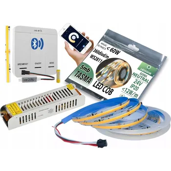 LED páska Sada 5m LED COB pásek IP20 24V Magic Pixel Efekt tekoucí vody + Digitální ovladač