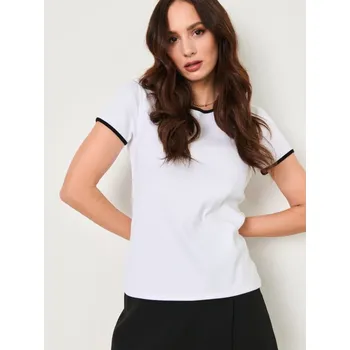 Dámské tričko Sinsay - Tričko s kontrastní lemovkou - bílá - XW226-00X - XW226-00X-XXS