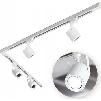 Bodové svítidlo Třífázový lištový systém 4x SVÍTIDLO GU10 + Lišta 1m+2m + Spojka L BÍLÁ