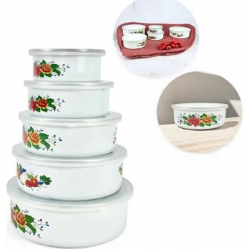 Kuchyňské misky s víkem, smaltovaná ocelová miska s víkem