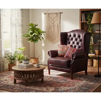 Křeslo Askont Chesterfield Harold: Kožené křeslo vínové