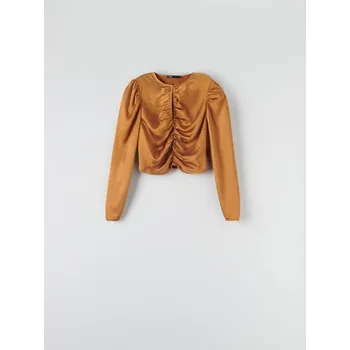 Sinsay - Nabíraná halenka - hnědá - ZB949-82X - ZB949-82X-XL