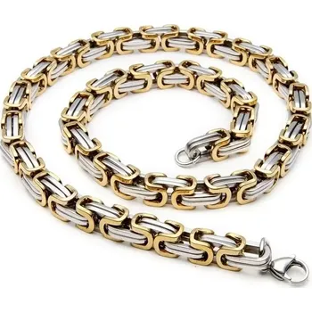 Náhrdelník Řetízek z chirurgické oceli Be Hard Zlato/stříbro 8 mm - Délka 55 cm