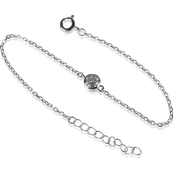 Náramek Stříbrný jednoduchý náramek s čirým zirkonem - Meucci SB181