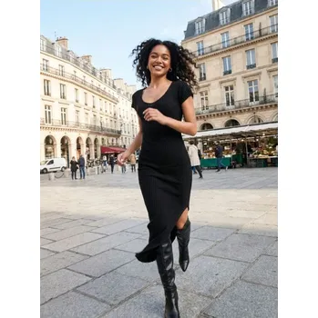 Dámské šaty Sinsay - Přiléhavé pletené midi šaty - černá - 161FK-99X - 161FK-99X-XS