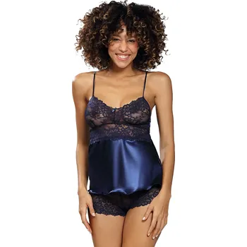 Dámské erotické prádlo Komplet Dkaren Alexandra - košilka + kalhotky Barva: Modrá - tmavě, Velikost: S