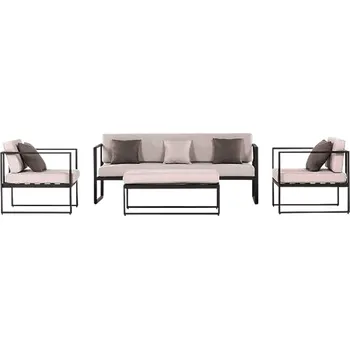 Zahradní nábytek Sensum Skepparholmen Set lounge nábytku, 4 ks, hliník, černý&nbsp;211-A-501