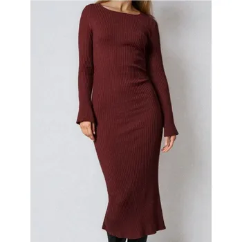 Dámské šaty Sinsay - Maxi šaty - burgundy - 227FJ-28X - 227FJ-28X-XXS